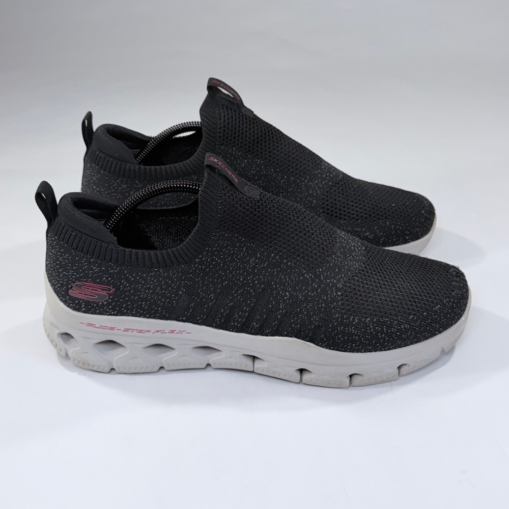 Skechers Glide-Step Flex Shoes Mens 11 Black Knit Slip On Walking Athleisure Gym
